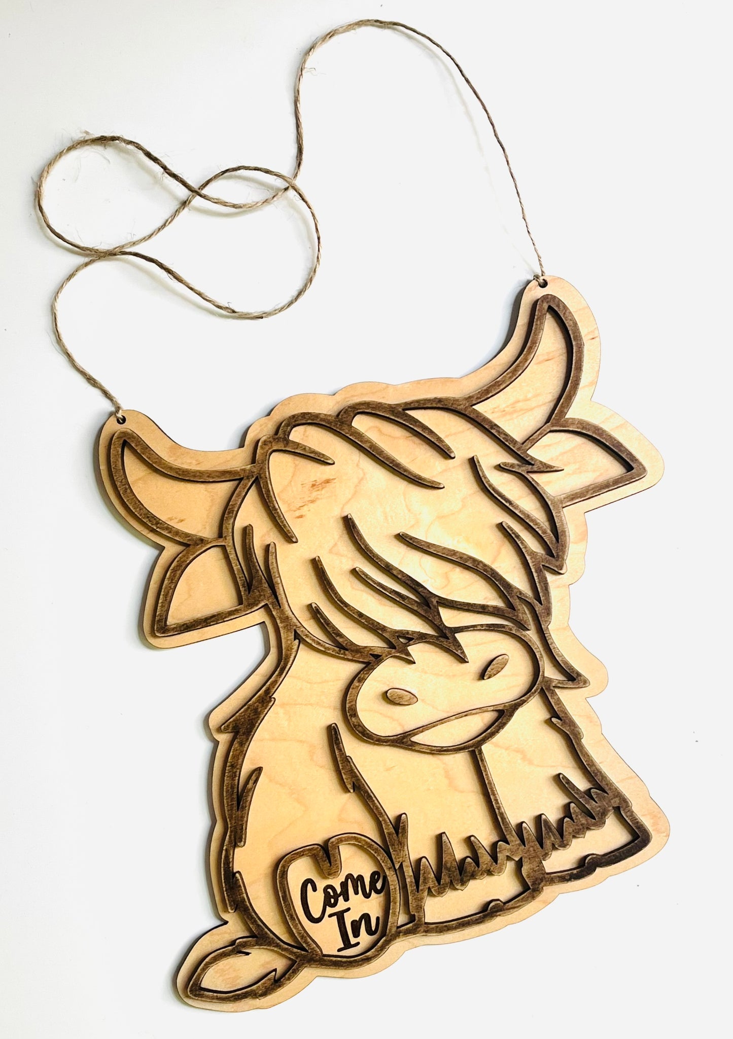 "Come In" Highland Cow Door Hanger