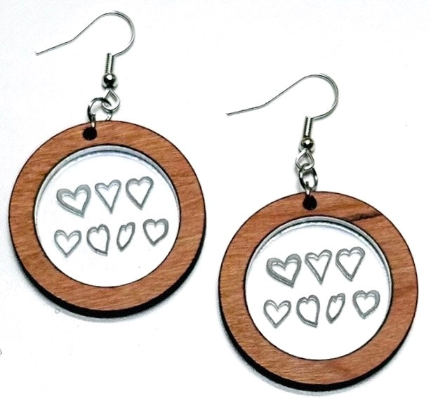 Custom Hand Drawn Heart Earrings and Necklace